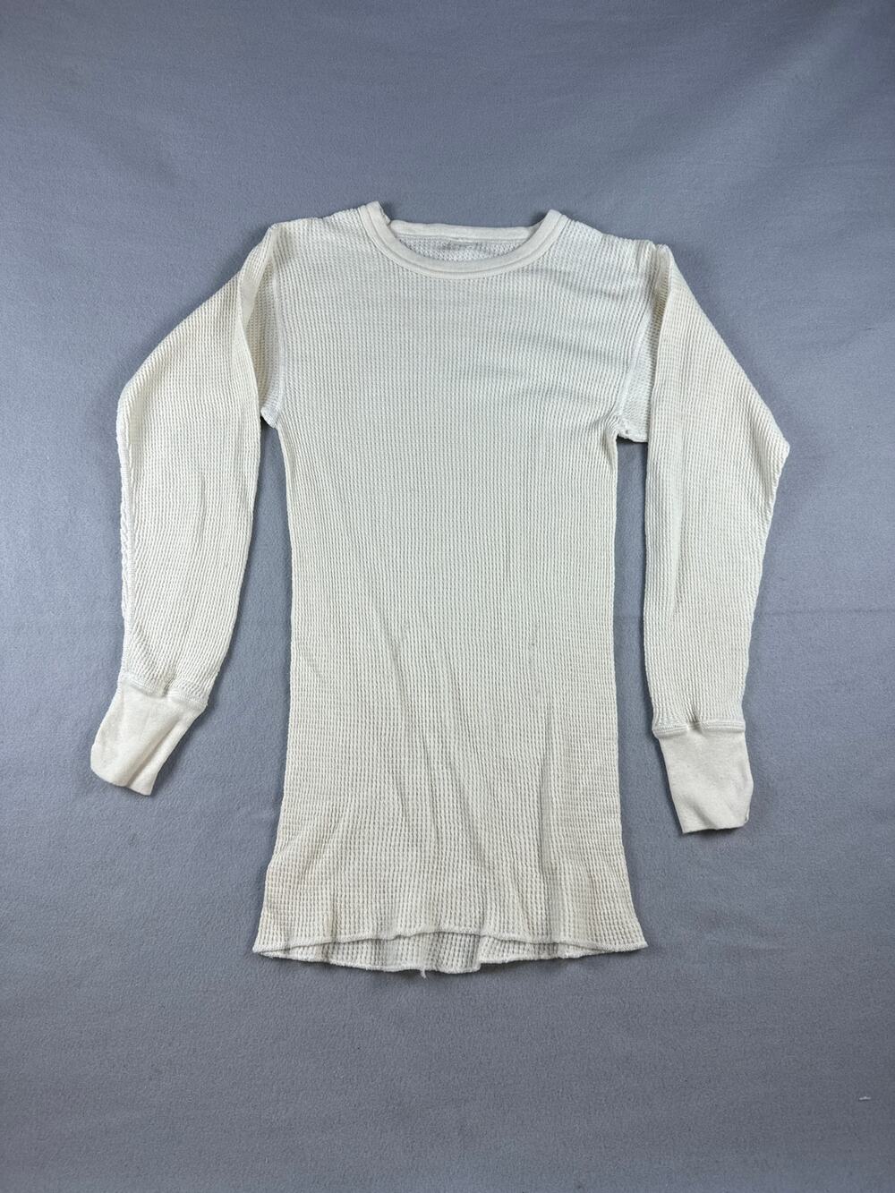 Vintage Morgan Mills Thermal Shirt Men L White Long Sleeve Waffle Knit Cabincore